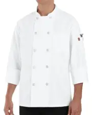 XS NEW Red Kap Chef Designs 3/4 Sleeve 10 Button Chef Coat Thermo Pocket 0423
