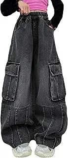 [Generic] Girl's Denim Work Pants Trendy Comfy Fashion Leisure Style Comfortable Soft Fit Elasticity Fresh Toddler Trousers