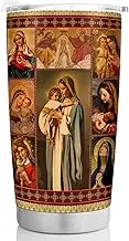 Catholic Gifts for Women, Virgin Mary Tumbler 20oz Stainless Steel Travel Cup Double Wall Insulated Coffee Mugs with Splash-proof Lid, Unique Religious Christian Believers Blessings Gift