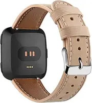 [DChao] Leather Bands Compatible with Fitbit Versa 2/ Versa SE/ Versa Lite/ Versa Bands, Breathable Soft Premium Leather Band Fitness Smart Watch Band for Women Men