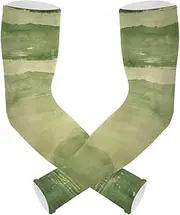 [Yoogain] UV Protection Protection Arm Sleeves Old Paper Texture Green Stripes Gardening Sleeves Sun & UV Protection Anti-Run cubre brazos, Old Paper Texture Green Stripes
