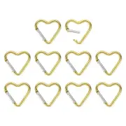 10pcs Heart Shape Snap Hook Aluminum Alloy Heart-Shaped Keychain Clip Yellow