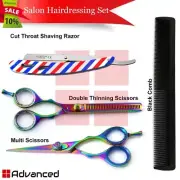 Professional Barber Essentials Hair Dressing Scissors Shears Salon Razor Kit New