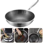 Stainless Steel Lightweight Traditional Wok Restaurant Stir Fry Pan Chinese Wok
