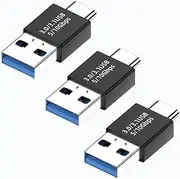 rgzhihuifz USB 3.1 Male to USB C Male Adapter USB A to USB C Connector 10Gbps, Compatible with Mobile Phones, Computers, Notebook Computers, Black【3 Pack