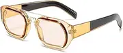 [HAOMAO] Small Metal Frame Rectangle Mirror Sunglasses For Women And Men Vintage Uv400 Coating Punk Sun Glasses Anti-Reflective