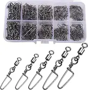 Fishing Snap Swivels 150pcs Barrel Swivel with Coastlock Snap Stainless Swivel Accessories Corrosion Resistant Fishing Tackle Lure Line Connector for Saltwater Freshwater Fishing