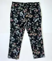 Ann Taylor Devin Fit Floral navy Blue Cropped Pants Size 10 NWT NEW!