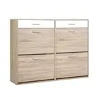 Shoe Rack Cabinet Wooden 36 Pairs Storage Organiser Shelf Cupboard Drawer 3 Tier