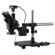 AmScope 7X-90X Trinocular Stereo Zoom Microscope +Boom + LED Light + 10MP Camera