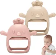 2Pcs Silicone Baby Teether Toy for Infants 3+ Months, BPA Free Anti-Drop Sili...
