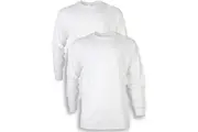 2 Pack Mens Cotton Crew Neck Long Sleeve Blank Plain Basic T-Shirt Tee Top Bulk