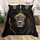 Animal Duvet Cover Set Queen Size Lightning Lion Pattern Comforter Cover 1 Lion