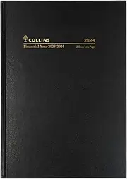 Collins 2023-24 Financial Year Diary 2 Days to a Page, Size A5, Black