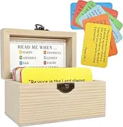 Bible Verse Cards Wooden Box Better Than Bible Verse Jar Read Me When... 90 pcs NIV Scripture Cards Prayer Card for Emotions and Feelings, Christian Gifts for Women Mom Man (90 pcs & Wooden Box)