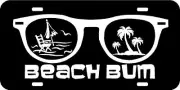 Beach Bum Plastic Car Tag sun glasses Plate Custom customized Palm