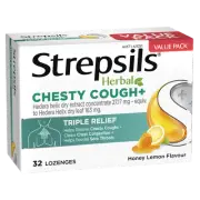 Strepsils Herbal Chesty Cough Honey Lemon Flavour 32 Lozenges
