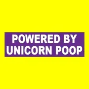 Funny "POWERED BY UNICORN POOP" fantasy horse decal BUMPER STICKER mythical new