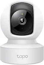 Tapo TP-Link Smart Pan/Tilt AI Home Security Camera, Wireless/Wired Ethernet Connection, 1080P, 360º Horizontal, Two-Way Audio, Night Vision, Baby Monitor, AI Detection and Notifications (Tapo C202)
