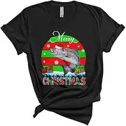 [Generic] Merry Christmas, Cute X-mas Retro Santa Trout Fish Animal Lover, Matching Pajama Family Group Unisex T-Shirt