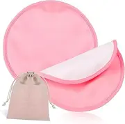 MOLUCKFU Organic Castor Oil Breast Pads 2 Reusable Packs Leakproof Film for Lactation Hygiene