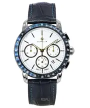Zeppelin New York Chronograph Tachymeter Leather Strap White Dial Quartz 88781 Mens Watch