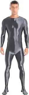 [Zadaos] Mens Mock Neck Back Zipper Bodystocking Swimming Beach Pool Party Solid Color Long Sleeve Bodysuit