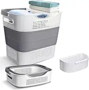Vellaluna Collapsible Plastic Laundry Basket, Foldable Pop Up Storage Container, Portable Washing Tub-Space Saving Hamper Organizer