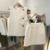 在飛比找樂天市場購物網優惠-韓國秋季西裝馬甲+高腰包臀半身裙時尚兩件套裝女