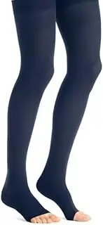 JOBST Maternity Opaque Compression Stockings, 20-30 mmHg, Thigh High, Open Toe, Navy, Small