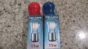 2, Crompton 15w Sign Lamps, Blue, Red
