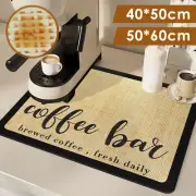 Coffee Mat Hide Stain Absorbent Rubber Backed Coffee Bar Mat Dish Drying✢
