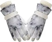 [ONQendDv] Warm Gloves for Women, Polyester Mittens with Touch Screen Fingers Elastic Cuff Gloves Snow Ski Gloves with Warm Lining for Cycling Skiing