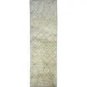 Handmade (2' x 6') Natural Beige Scandinavian Style Afghan Wool Runner Rug