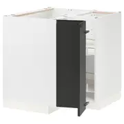 METOD corner base cabinet with carousel, white/Upplöv matt anthracite, 88x88x80 cm