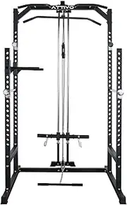 ATTIVO L2 Heavy Duty Half Power Cage Weight Lifting Squat Rack with LAT Low Row System