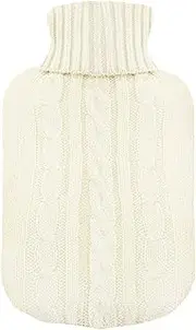 TRIXES Knitted Cover For Hot Water Bottle - Beige Knitted Insulator - Cover only Hot water Bottle not Included