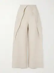 [Andres Otalora] Andres Otalora - De Estaciones Layered Linen Wide-leg Pants - Beige - US6 US 6 Neutrals