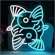 Hanging Art Neon Signs Fish Neon Sign for Wall Decor Yin Yang Eight Diagram LED Light for Bedroom Hotel Shop Mall USB Powered 33cm×39.3cm