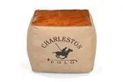 Charleston Vintage Rustic Polo Square Foot Stool Ottoman