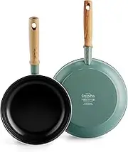 GreenPan Mayflower Healthy Ceramic Nonstick 20 and 24cm Frying Pan Set and Slotted Turner, Induction Safe, Sky Blue