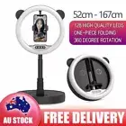 10" LED Ring Light Dimmable Lighting Selfie Tripod Head with Phone Holder Clip