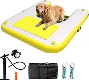 ALIFUN Inflatable Dog Ramp Floating Dock Water Raft Ladder for Pool, Boat, Non-Slip EVA Floating Ladder for Dog Up to 220 LBs Yellow 120CM Length