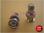 100x F-Type Female to BNC Male RF Coax Coaxial Jack Plug Connector Adapter CCTV