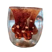 177Ml Cute Cat Paw Shape Two Layer Floral Milk Mug Coffee Cup 101 200Ml 02 Glassware & Drinkware