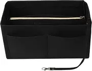 LITLANDSTAR Multi-Compartment Solid Color Felt Bag Large Capacity Makeup Bag Women Travel Large Makeup Organizer Toiletry bag Storage Pouch Handbag Tote, Black