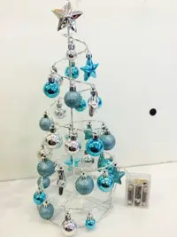 在飛比找樂天市場購物網優惠-造型球鐵樹燈-藍銀，聖誕節/聖誕佈置/聖誕掛飾/聖誕裝飾/聖
