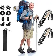Collapsible Trekking Poles - Lightweight Folding Hiking Poles for Women Men - Walking Sticks for Hiking - Adjustable with Quick Flip Lock & All Terrain Accessories - Set of 2