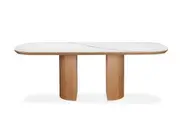 MD Calvin Solid Timber Trunk Legs Ceramic Top Dining Table