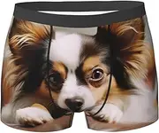 [QMNEHJ] Papillon Lying on Tummy Men's Boxer Briefs Breathable Stretch Underwear Moisture-Wicking Trunks for Men